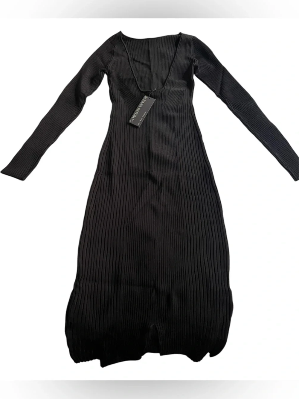 Banana Republic Ines Scoop-back Black Ribbed Backless Midi Dress - Picture 7 of 9